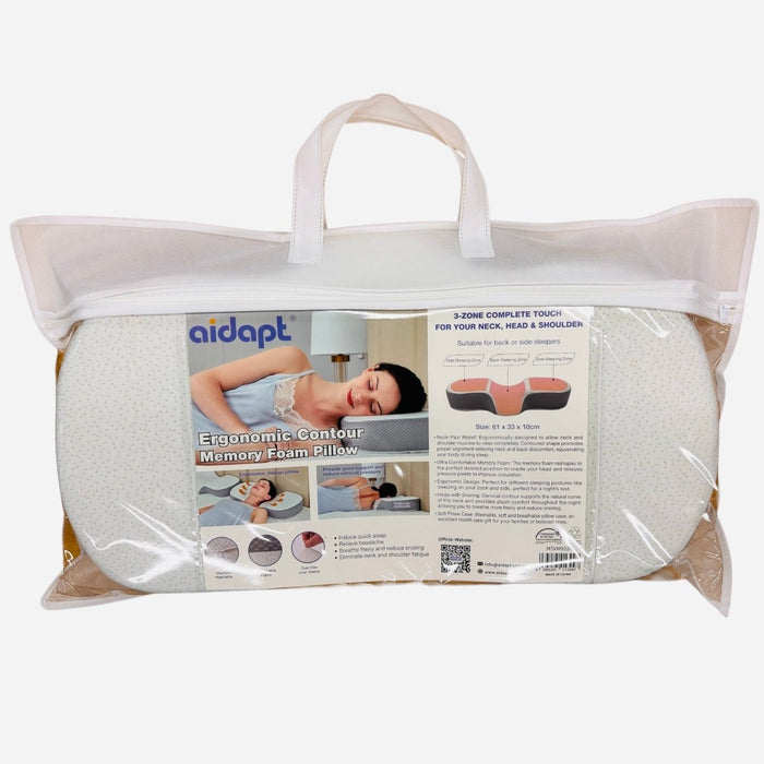 Ergonomic Contour Memory Foam Pillow (White)