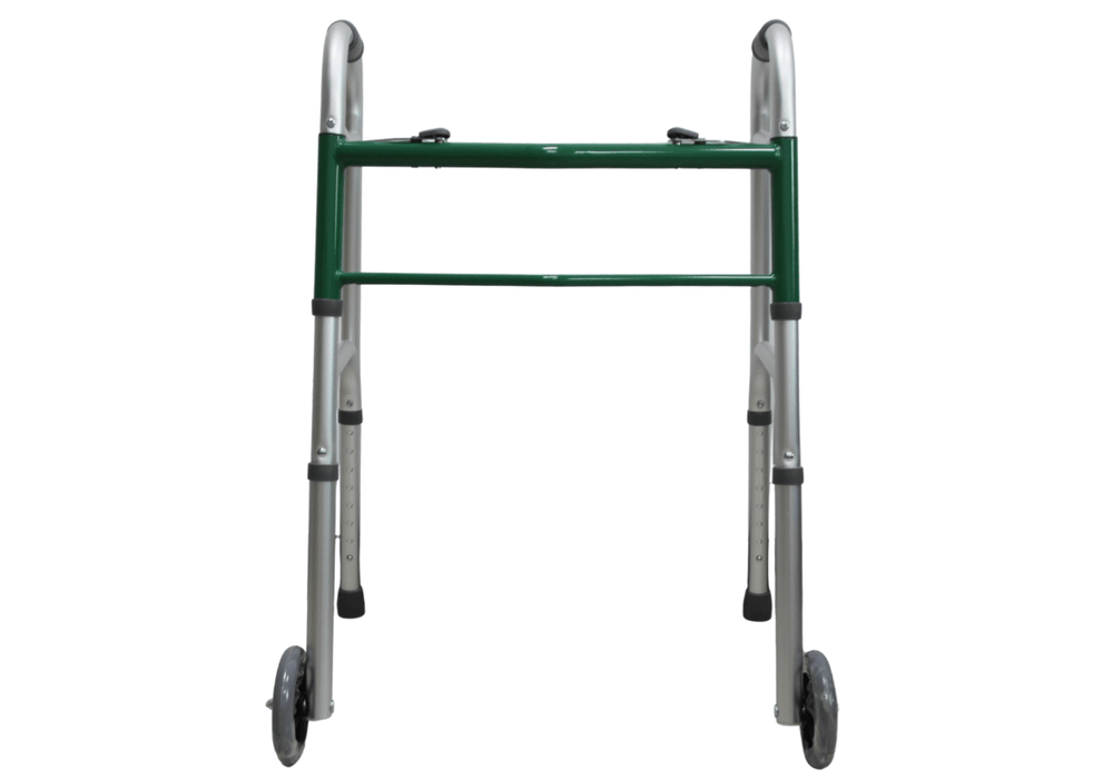 Aluminum two button walker with wheels