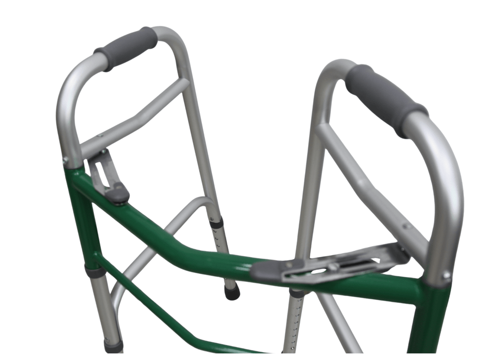 Aluminum two button walker with wheels