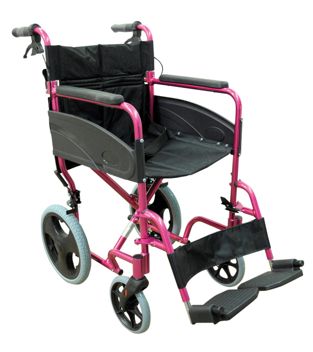 Compact Transport Aluminium Wheelchair (PINK)