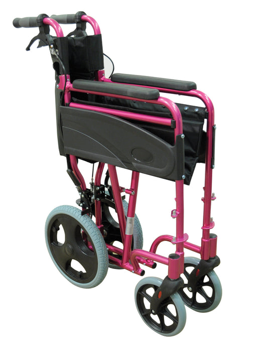 Compact Transport Aluminium Wheelchair (PINK)