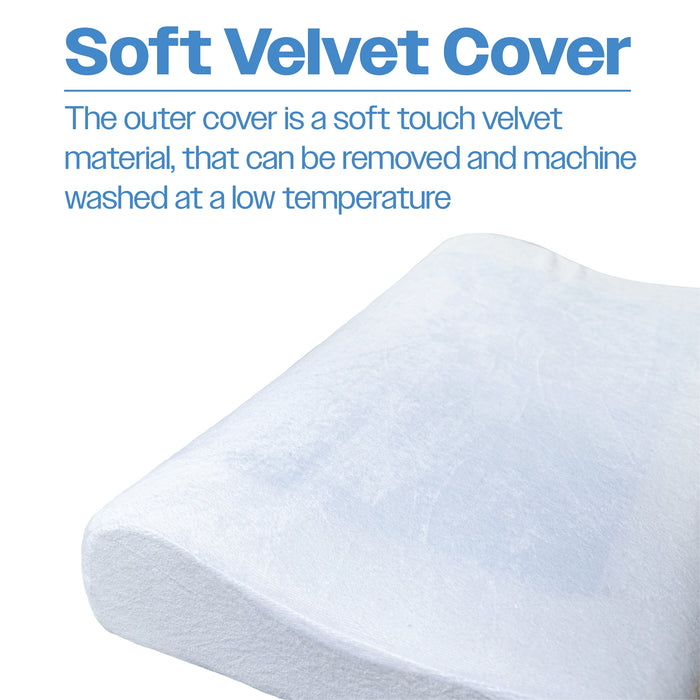 Cooling Gel Comfort Memory Foam Contour Pillow with Removable Soft Velvet Cover