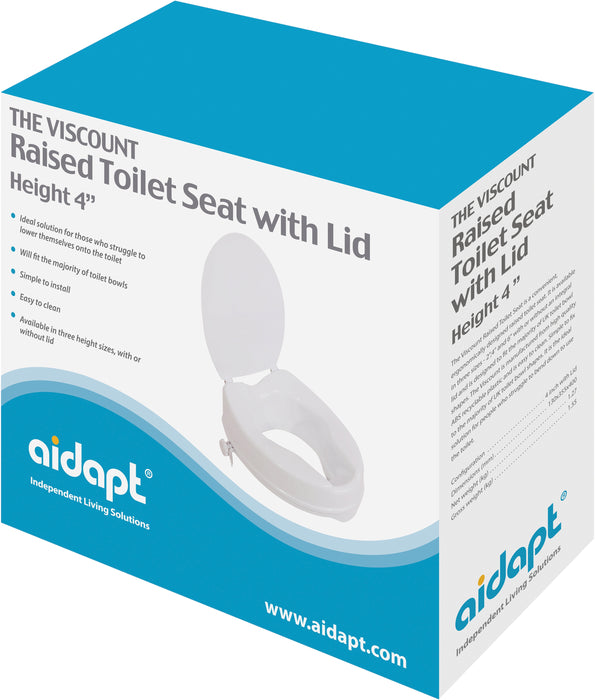 The Viscount Raised Toilet Seat - 4 inch with Lid