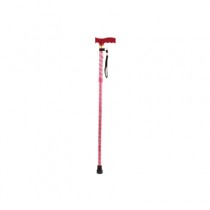 Extendable Plastic Handled Walking Stick with Engraved Pattern (Colour Red)