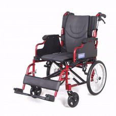 Deluxe Aluminum wheelchair with foldable backrest(Red)