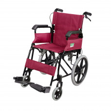 Foldable Attendant Propelled Transport Wheelchair (Flip-up Armrest) (Red/ Hammer Effect Frame)