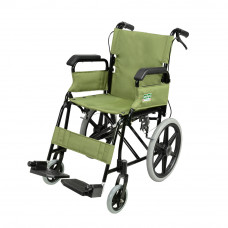 Foldable Attendant Propelled Transport Wheelchair (Flip-up Armrest) (Green / Hammer Effect Frame)