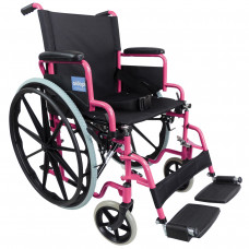 Aidapt Self Propelled Steel Transit Chair (Pink) - On Request