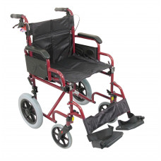 Deluxe Attendant Propelled Steel Wheelchair (Red)