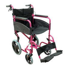 Compact Transport Aluminium Wheelchair (PINK)