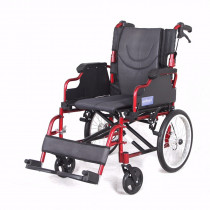 豪華鋁合金輪椅(椅背可摺疊)(紅色)